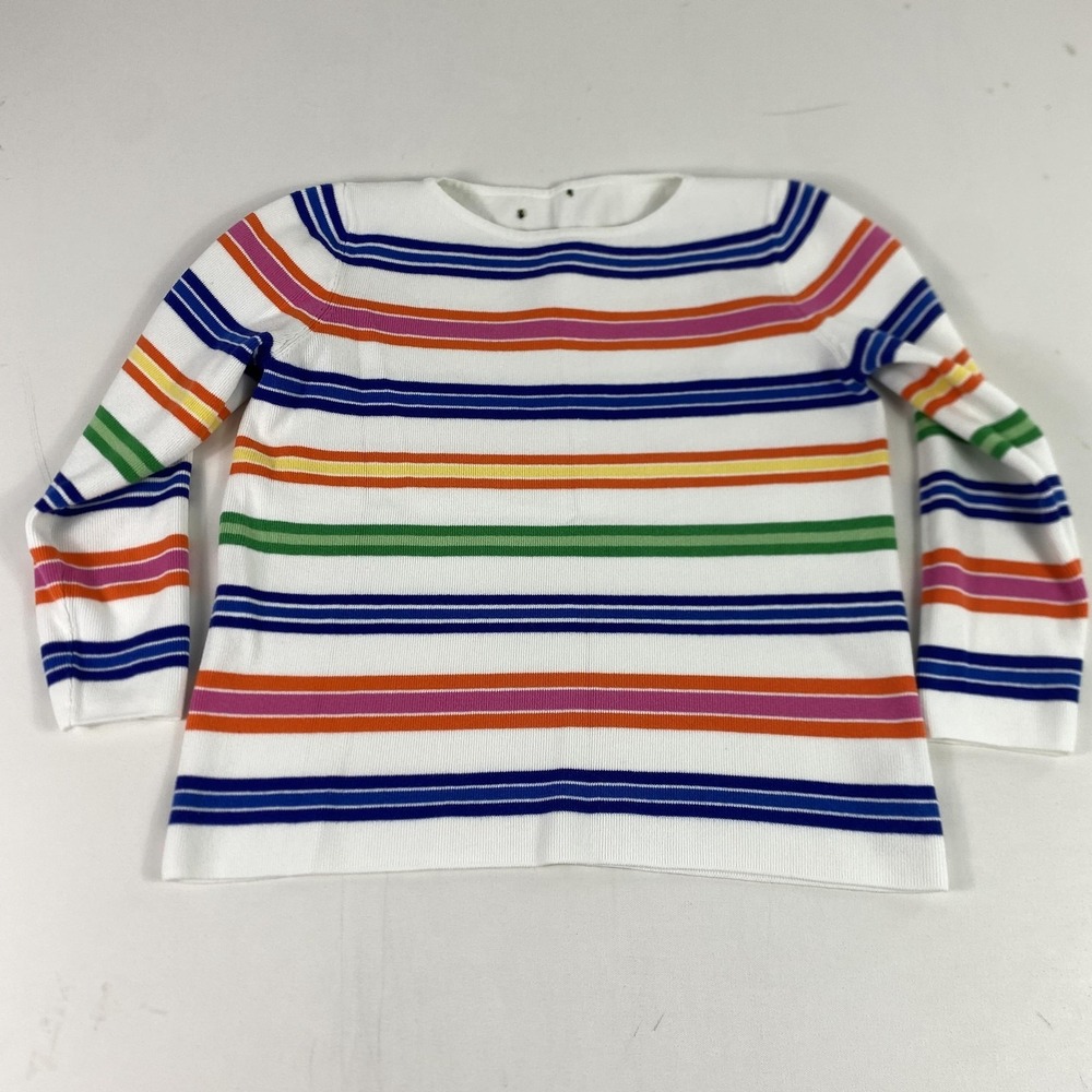Lauren Ralph Lauren Sweater Womens Large Striped Boat Neck Tight-Knit Pullover
